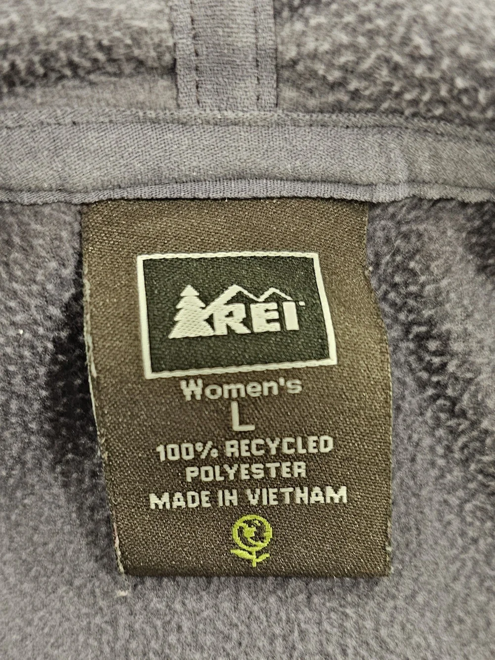 REI Women’s Large Fleece Hoodie Jacket Full Zip Purple Recycled Polyester Outdoo